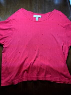 Vintage Erika Taylor Intimates Red Heart Tee Romantic Y2K Loungewear